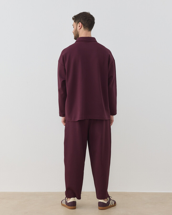 Erkek Premium Doubleface Polo Yaka Sweat Mürdüm
