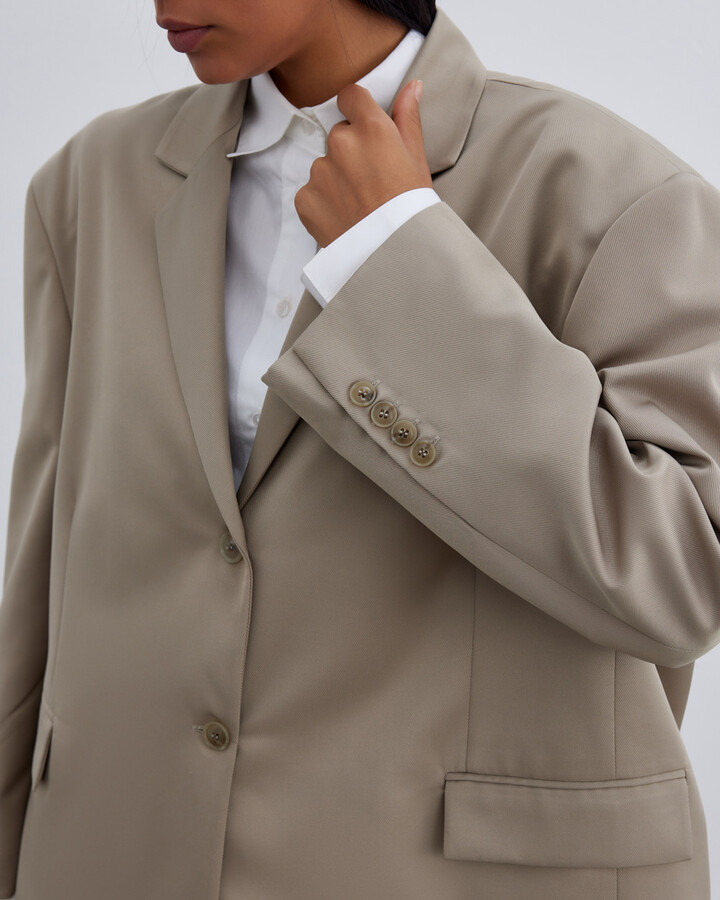 Fırsat Oversize Boyfriend Blazer Ceket Taş