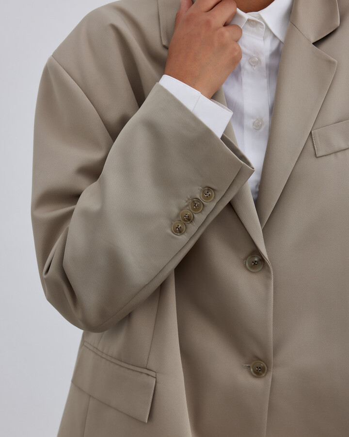 Fırsat Oversize Boyfriend Blazer Ceket Taş
