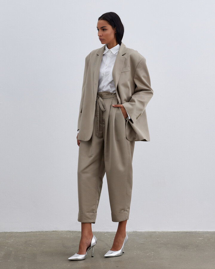 Fırsat Oversize Boyfriend Blazer Ceket Taş