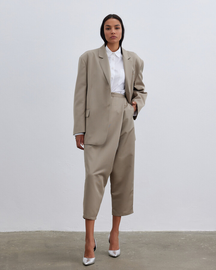 Fırsat Oversize Boyfriend Blazer Ceket Taş