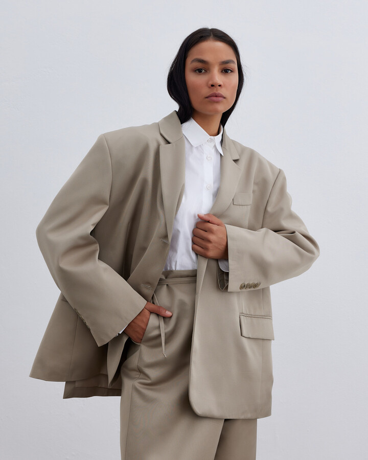 Fırsat Oversize Boyfriend Blazer Ceket Taş