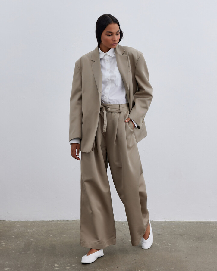 Fırsat Oversize Boyfriend Blazer Ceket Taş