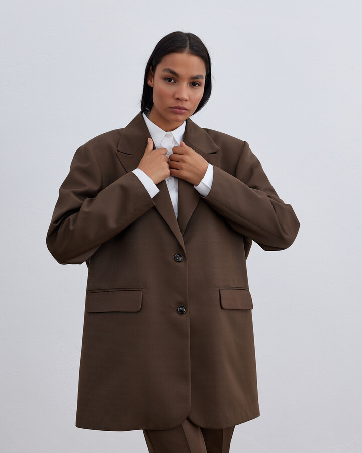 Fırsat Oversize Dad Blazer Ceket Kahve
