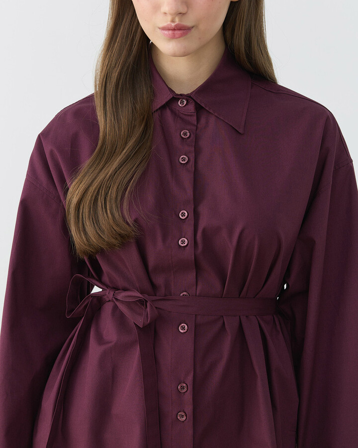Poplin Culotte Pantolon Gömlek Takım Bordo