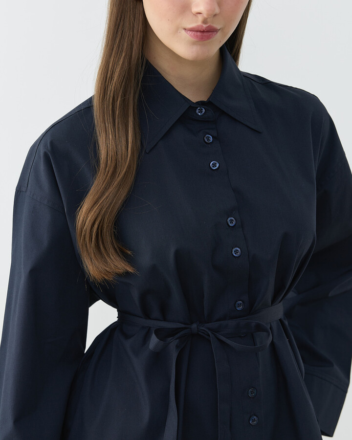 Poplin Culotte Pantolon Gömlek Takım Lacivert