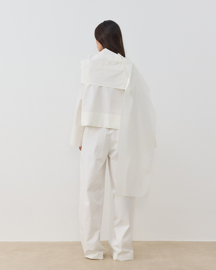 Gabardin Seyyar Atkılı Kimono Bluz Ekru