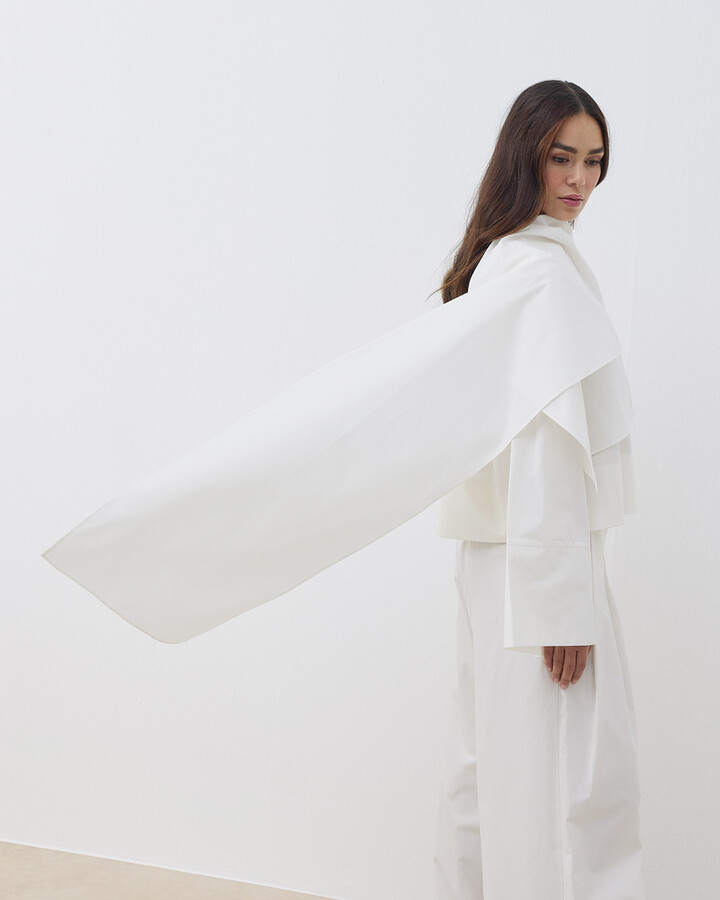 Gabardin Seyyar Atkılı Kimono Bluz Ekru