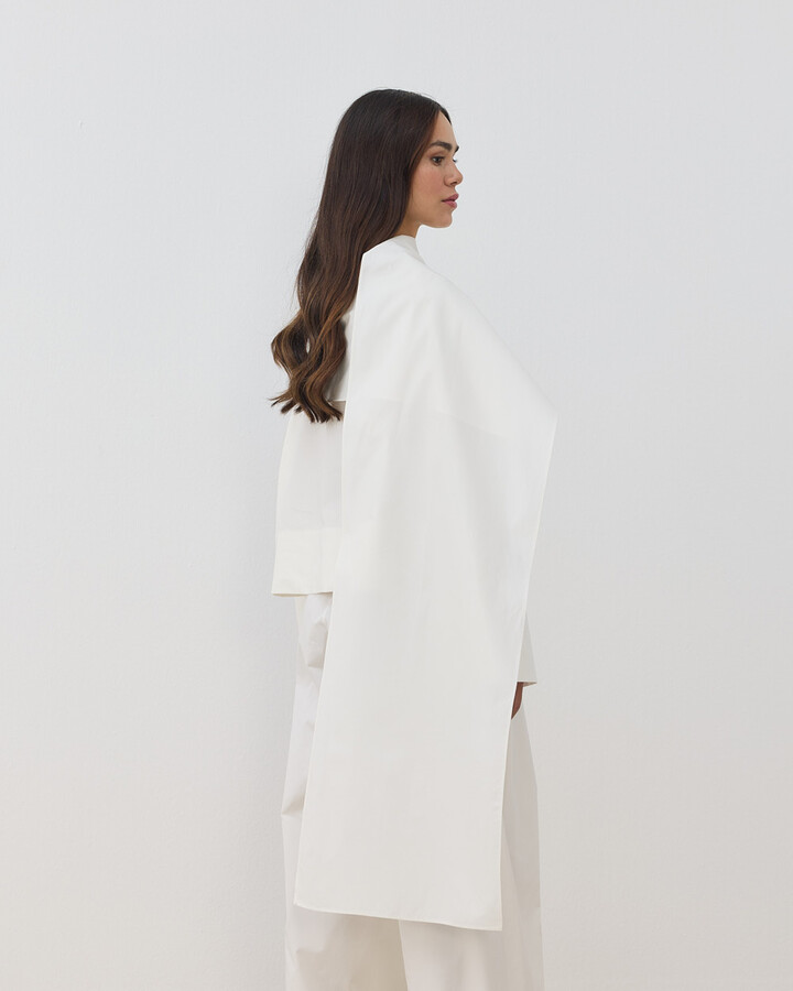 Gabardin Seyyar Atkılı Kimono Bluz Ekru