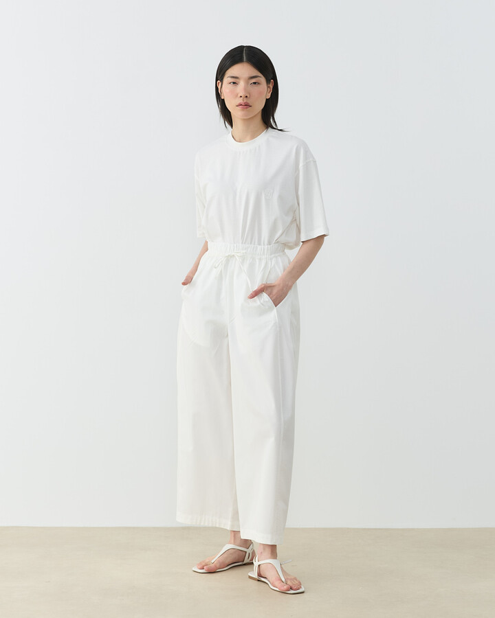 Gabardin Yanı Ekli Ekstra Barrel Fit Bol Pantolon Ekru