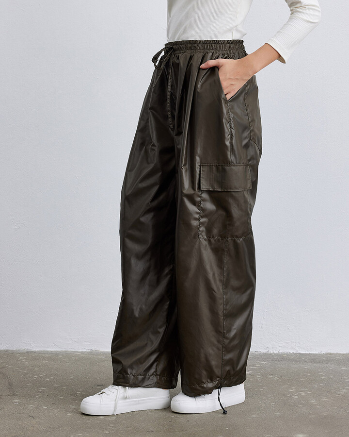 Haki Micro Geniş Paça Kargo Pantolon