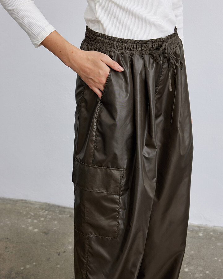 Haki Micro Geniş Paça Kargo Pantolon