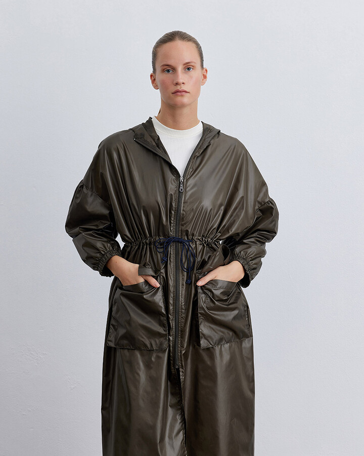 Haki Micro Oversize Cepli Hafif Yağmurluk