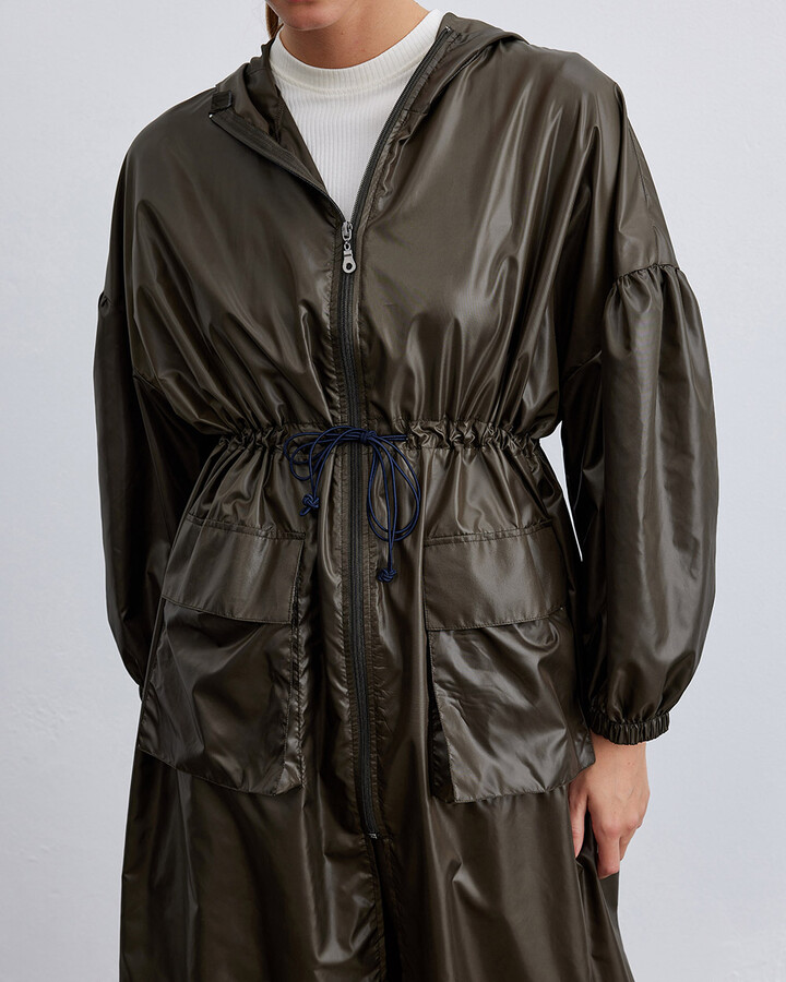 Haki Micro Oversize Cepli Hafif Yağmurluk