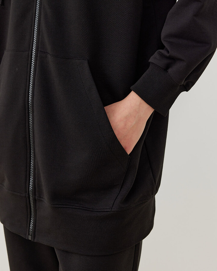 İki İplik Fermuarlı Sweatshirt Siyah