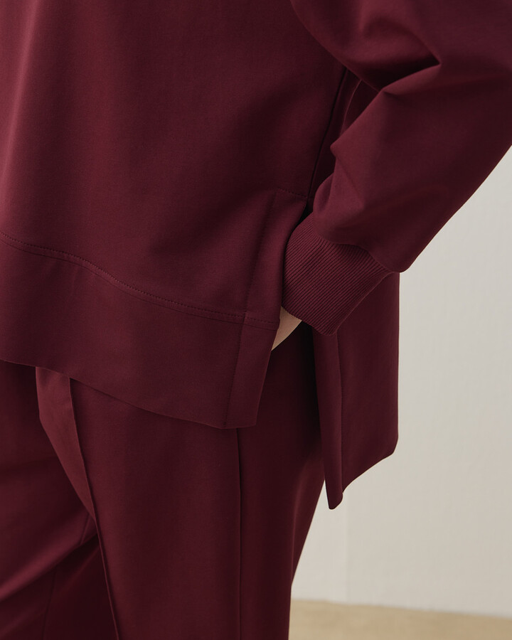İki İplik Yırtmaçlı Sweat Bluz Bordo
