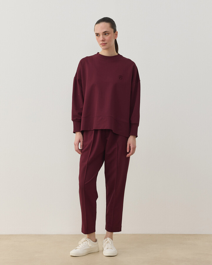 İki İplik Yırtmaçlı Sweat Bluz Bordo