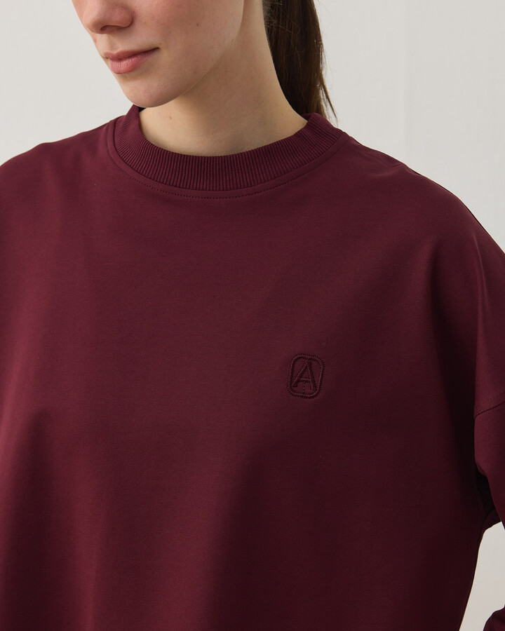 İki İplik Yırtmaçlı Sweat Bluz Bordo