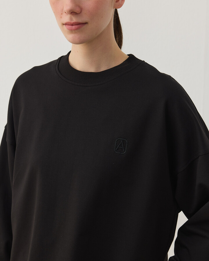 İki İplik Yırtmaçlı Sweat Bluz Siyah