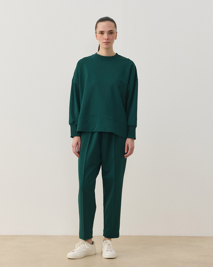 İki İplik Yırtmaçlı Sweat Bluz Yeşil