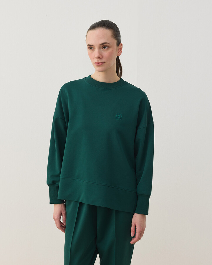 İki İplik Yırtmaçlı Sweat Bluz Yeşil