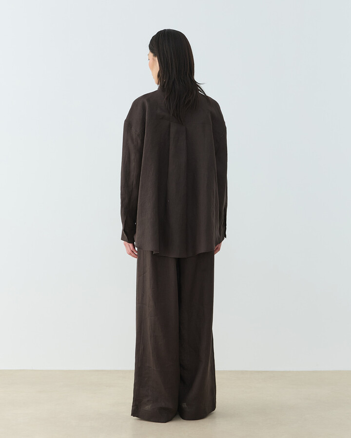 Keten Beli İpli Bol Wide Leg Pantolon Acı Kahve