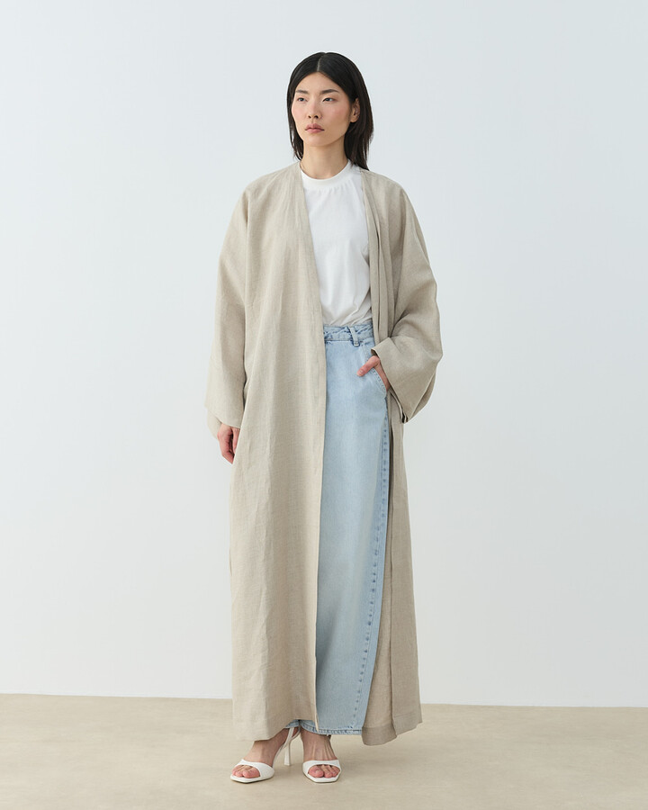 Keten Diamond Abaya Natural