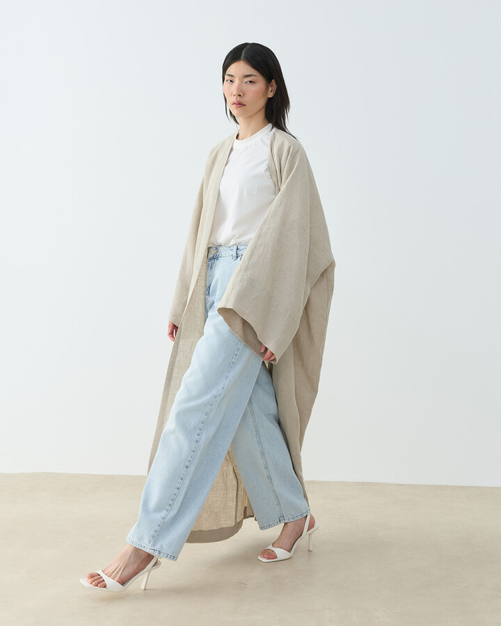 Keten Diamond Abaya Natural