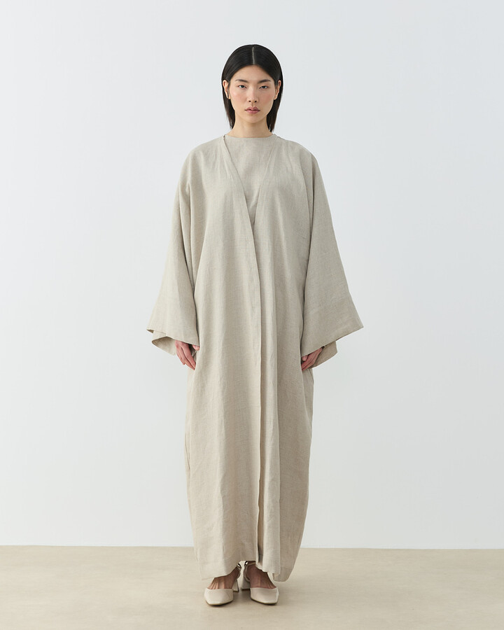 Keten Diamond Abaya Natural