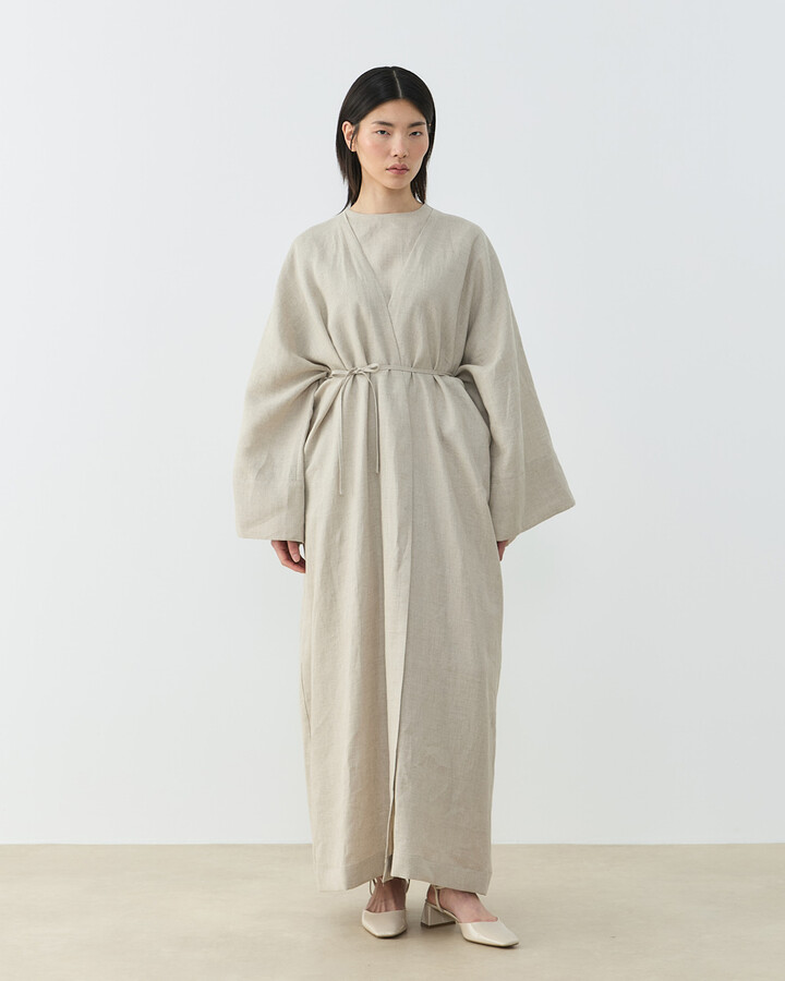 Keten Diamond Abaya Natural
