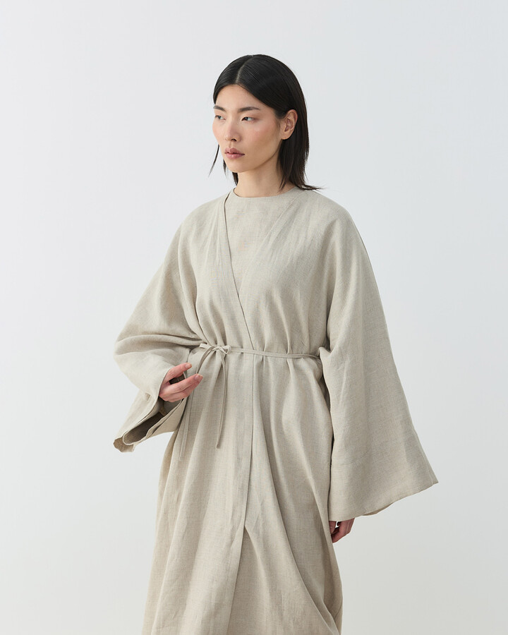 Keten Diamond Abaya Natural