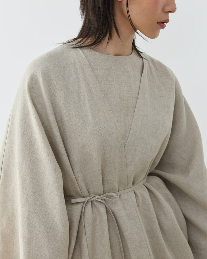 Keten Diamond Abaya Natural