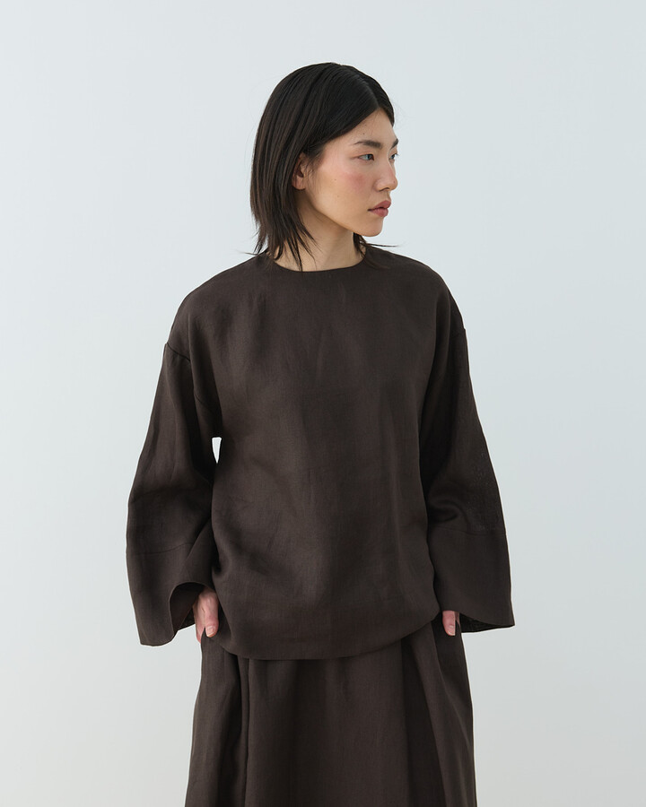 Keten Kimono Bluz Acı Kahve