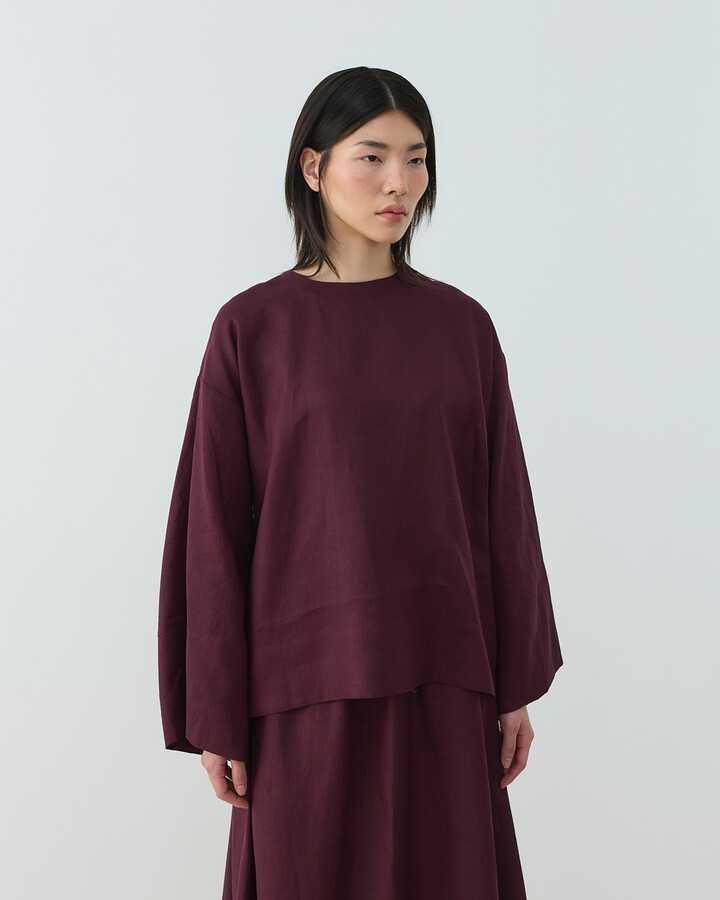 Keten Kimono Bluz Bordo