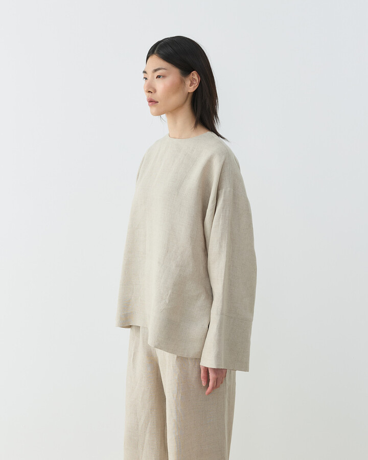 Keten Kimono Bluz Natural