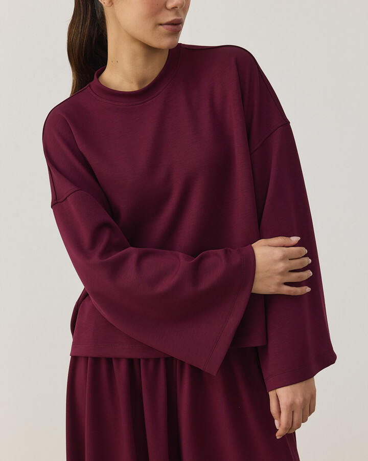Modal Soft Touch Crop Kimono Kısa Bluz Bordo