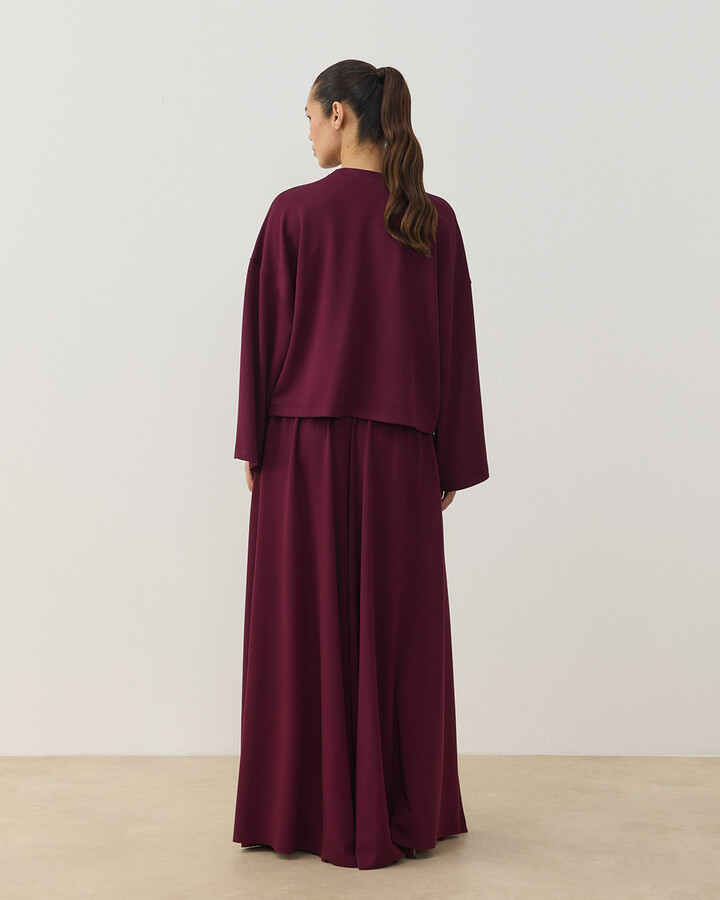 Modal Soft Touch Crop Kimono Kısa Bluz Bordo