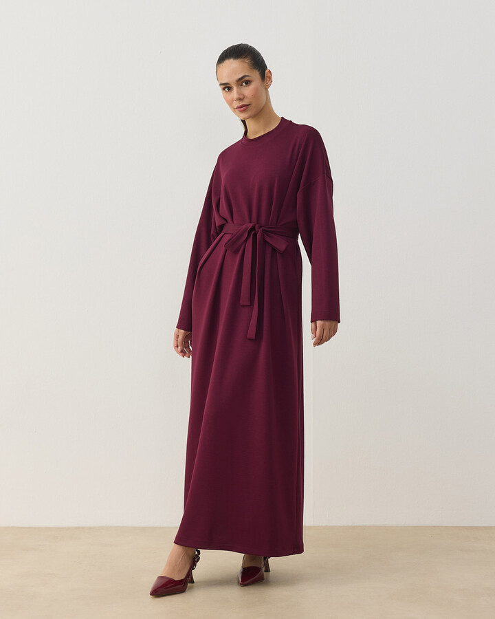 Modal Soft Touch Basic Elbise Bordo