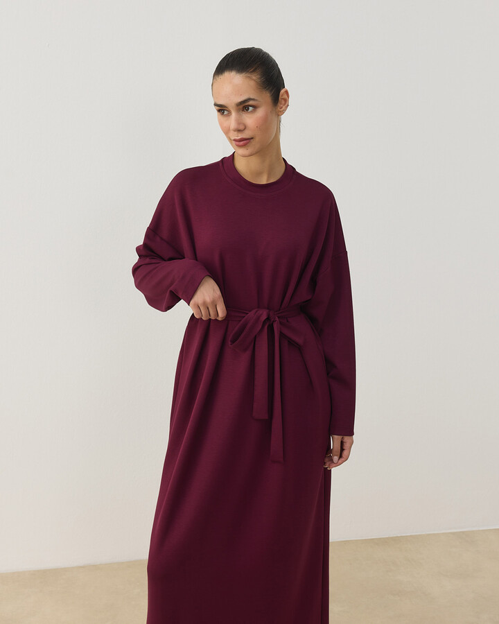 Modal Soft Touch Basic Elbise Bordo