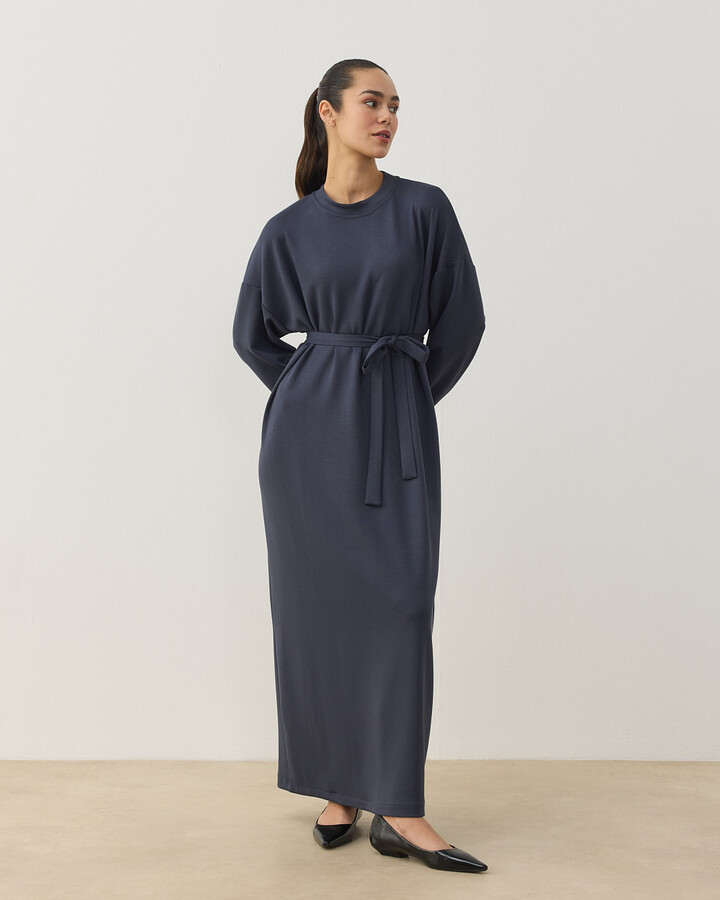 Modal Soft Touch Basic Elbise Füme