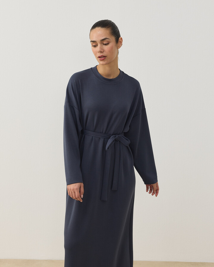 Modal Soft Touch Basic Elbise Füme