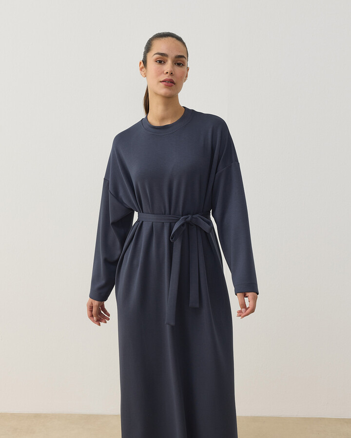 Modal Soft Touch Basic Elbise Füme