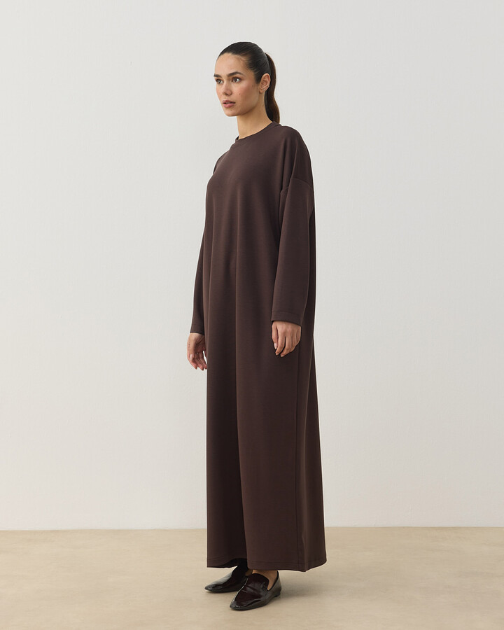 Modal Soft Touch Basic Elbise Kahve