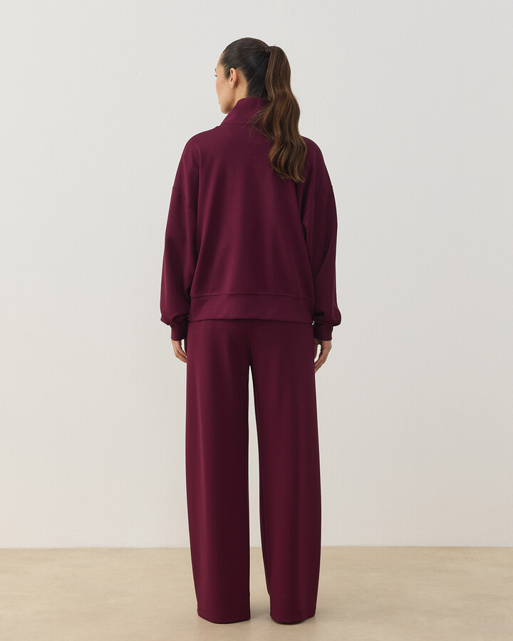 Modal Soft Touch Fermuarlı Sweat Hırka Bordo