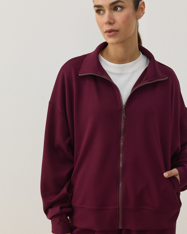 Modal Soft Touch Fermuarlı Sweat Hırka Bordo