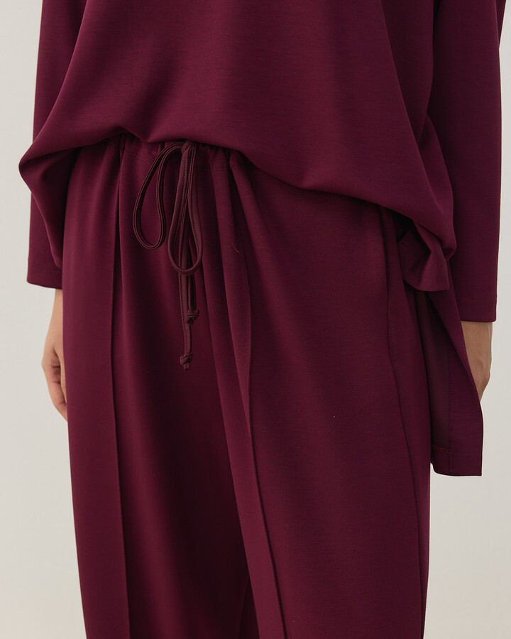 Modal Soft Touch Nervürlü Straight Pantolon Bordo
