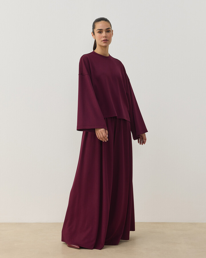 Modal Soft Touch Pantolon Etek Bordo