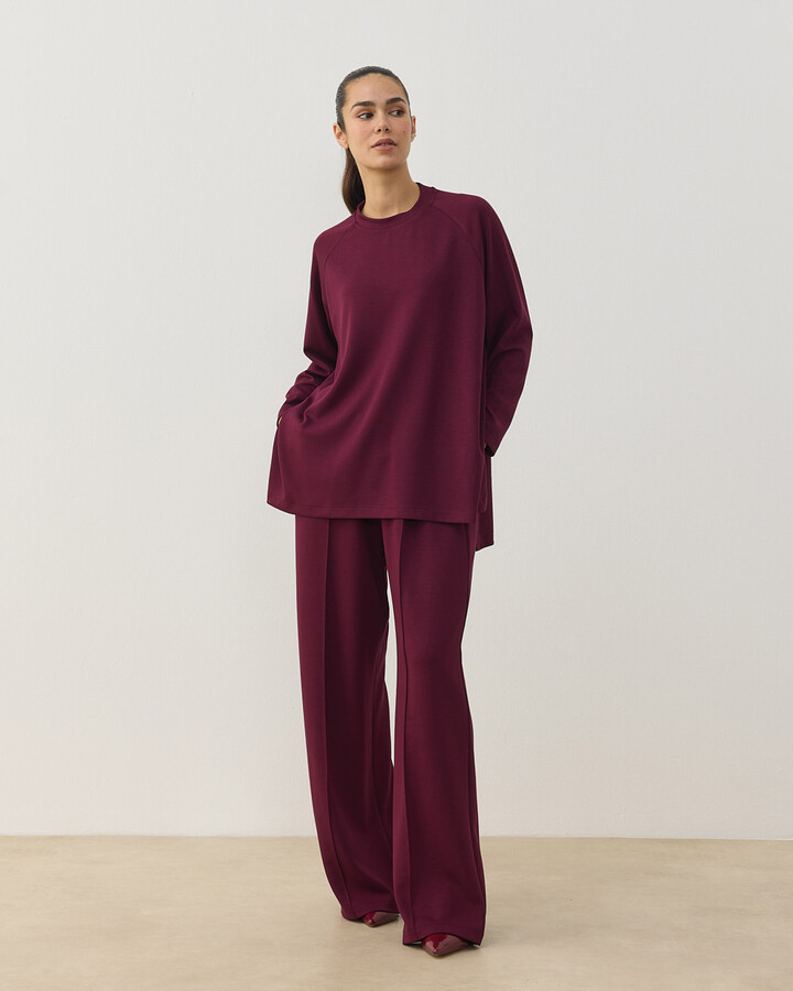 Modal Soft Touch Relax Bluz Bordo