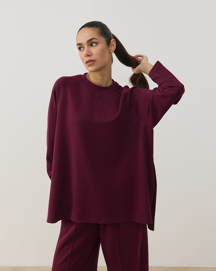 Modal Soft Touch Relax Bluz Bordo