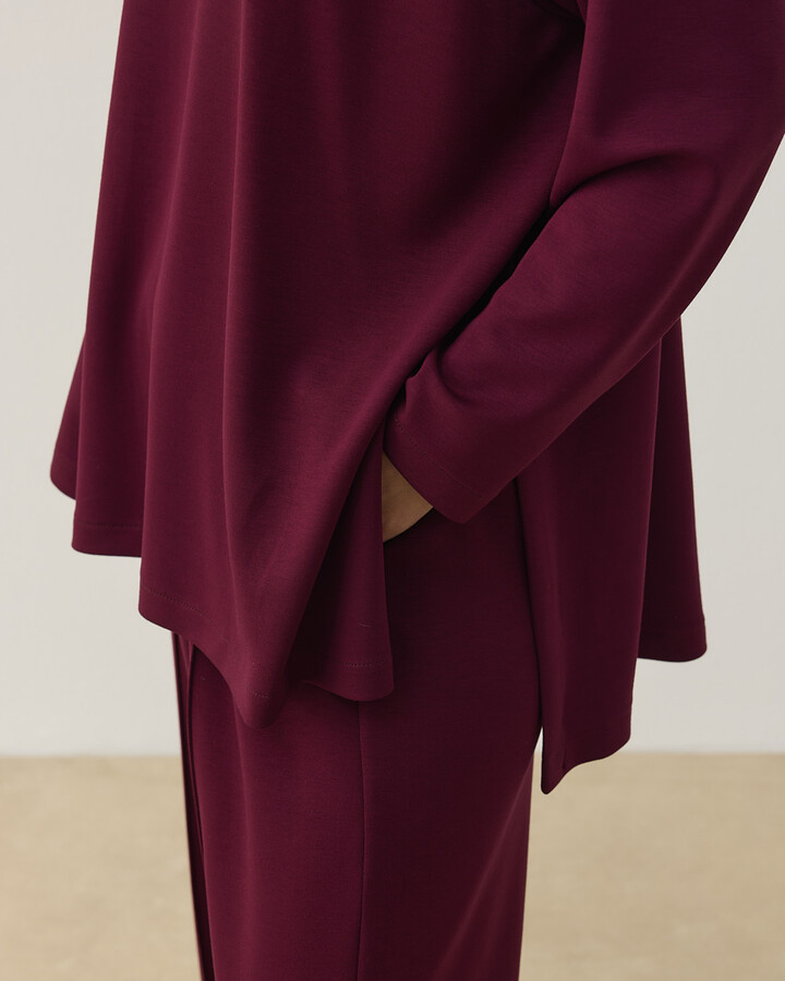 Modal Soft Touch Relax Bluz Bordo